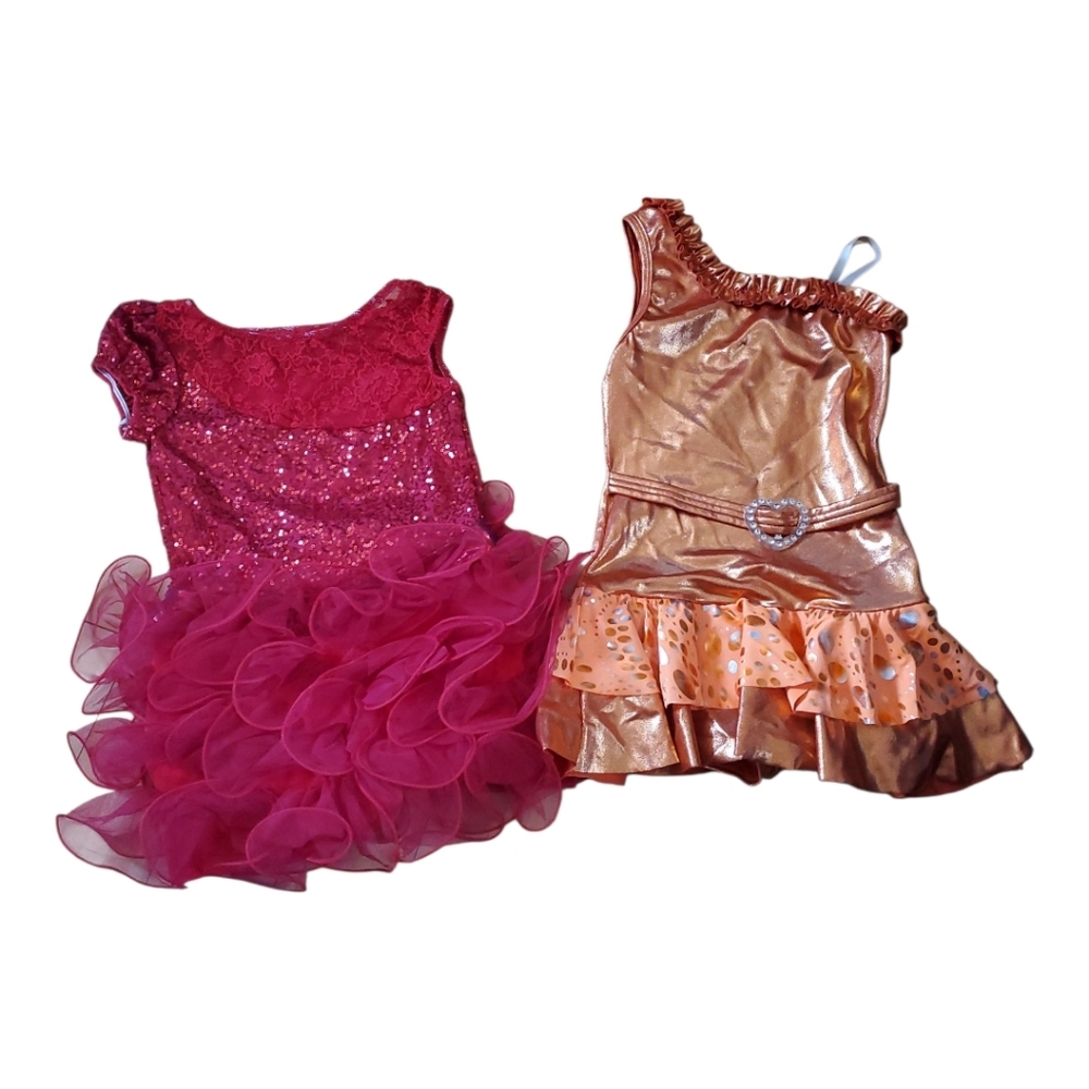 NWOT Curtain Call Dancing Dresses Set Orange And Red Size CLA